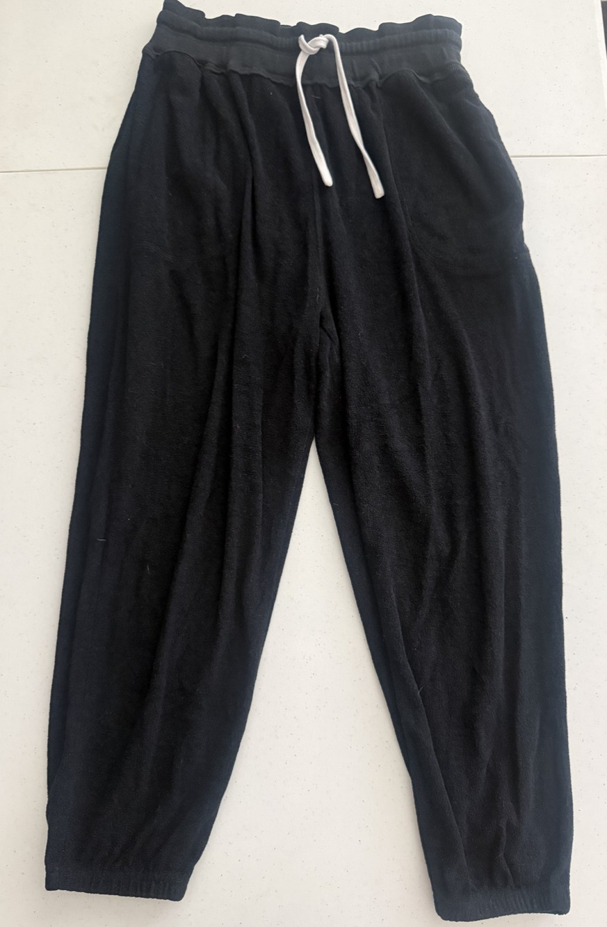 Intimately Free People Terry Jogger Pants Black Elastic Drawstring SMALL Lounge